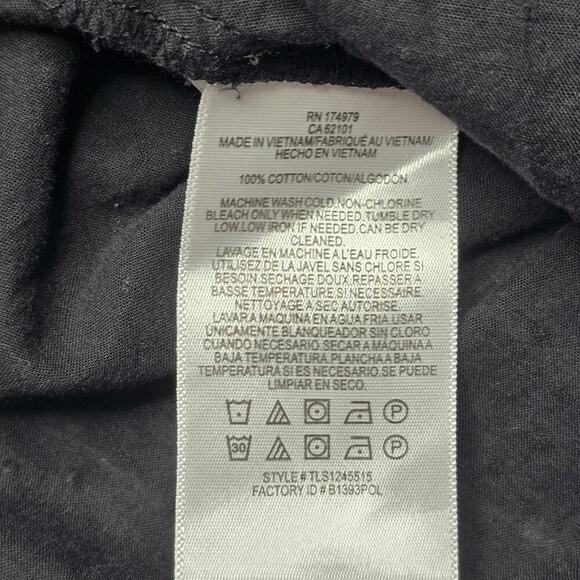 BCBG MaxAzria 100% Cotton Black Textured Polka Dot Lace Up Collar Blouse Large - Picture 12 of 13